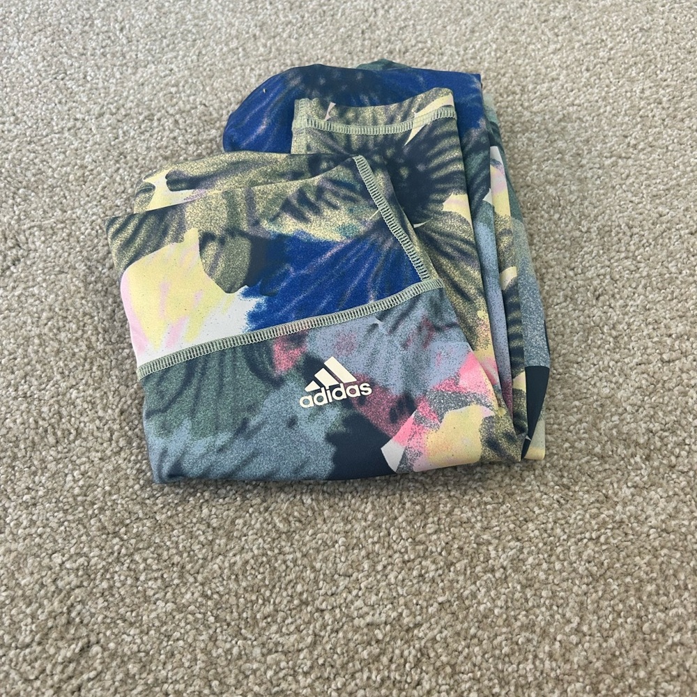 Adidas Abstract Pattern Leggings - Blue, Pink, Gray